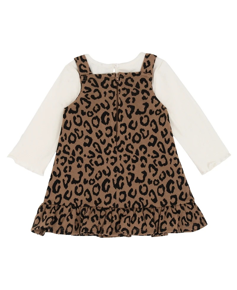 Rare Editions Baby Girls 2-Piece Cheetah Print Jumper Bodysuit Set
