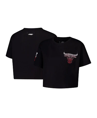 Pro Standard Women's Black Chicago Bulls Jewels Boxy Cropped T-Shirt