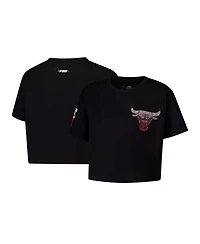 Pro Standard Women's Black Chicago Bulls Jewels Boxy Cropped T-Shirt