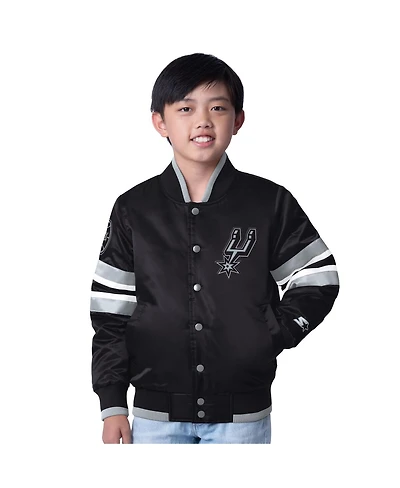 Starter Big Boys and Girls Black San Antonio Spurs Scout Varsity Full-Snap Jacket