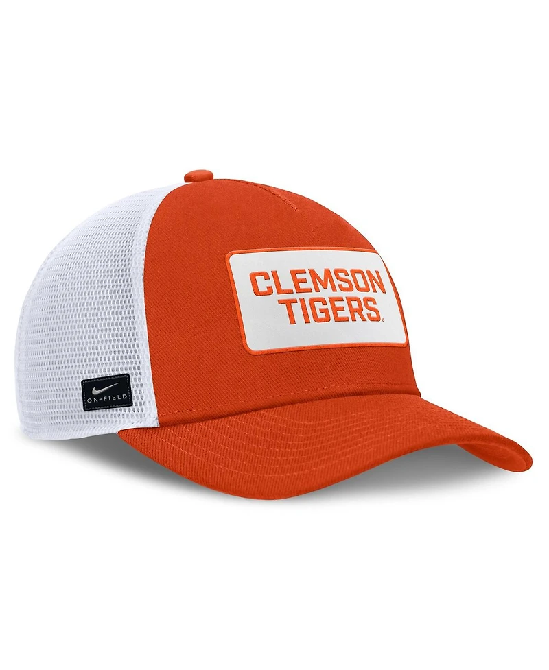 Nike Men's Orange/White Clemson Tigers 2025 On-Field Rise Patch Trucker Adjustable Hat