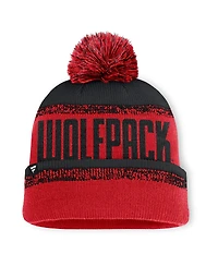 Fanatics Men's Red/Black Nc State Wolfpack Thrive Cuffed Knit with Pom Hat
