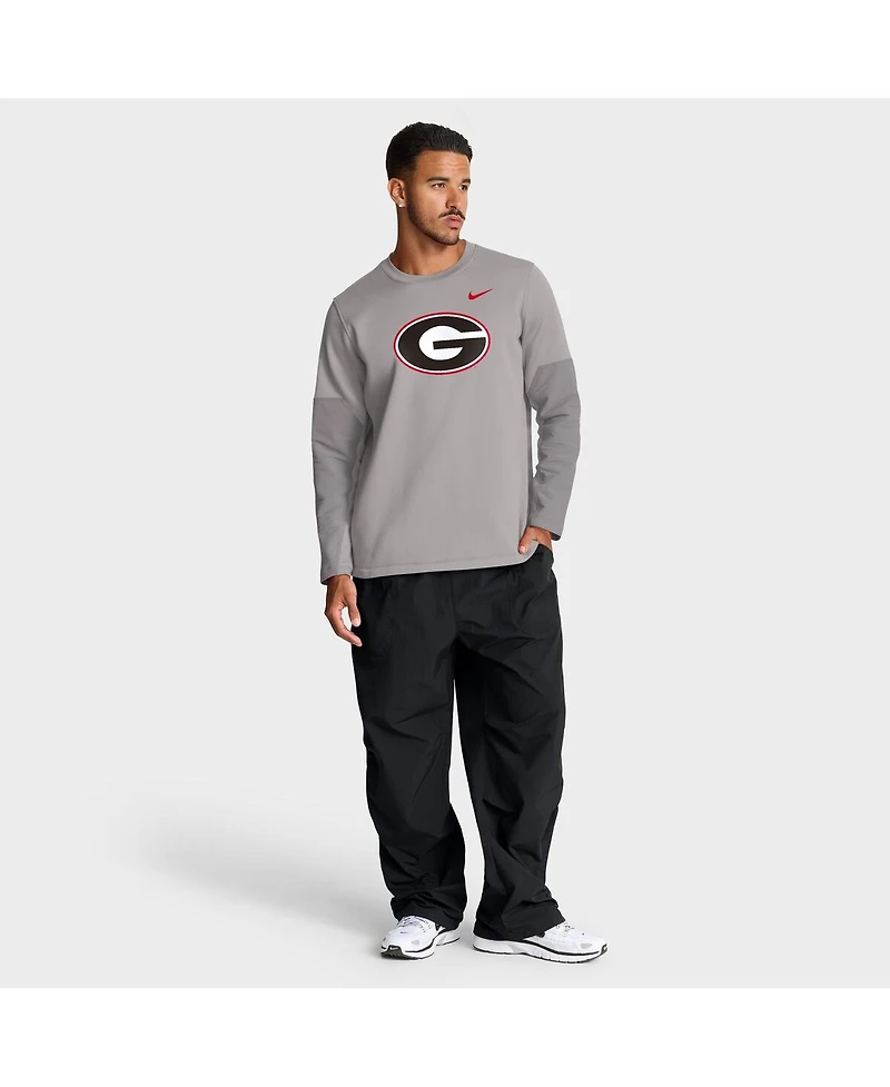 Nike Men's Gray Georgia Bulldogs 2025 Sideline Coach Performance Long Sleeve T-Shirt