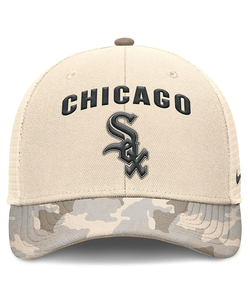 Nike Men's Natural Chicago White Sox Camo Natural Pack Rise Adjustable Trucker Hat