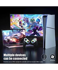 Nbcp Led Wireless Controller for PS5, Compatible with PS5 Pro/Slim/Pc, Dual Vibration, Turbo, 6-Axis Motion, 3.5mm Audio Jack, Speaker & Customizable