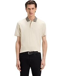 Boss by Hugo Men's Patterned Collar Pima-Cotton Polo Shirt