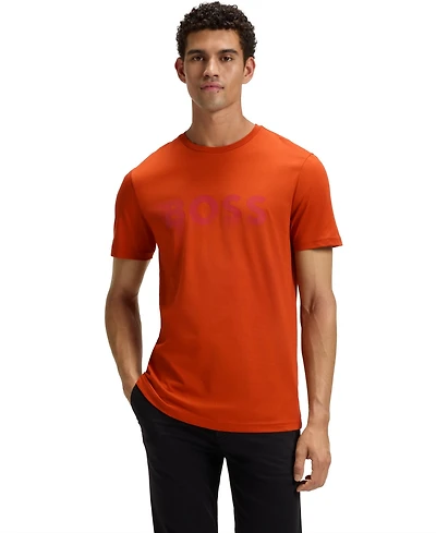 Boss by Hugo Men's Cotton-Jersey Rubber-Print Logo T-Shirt