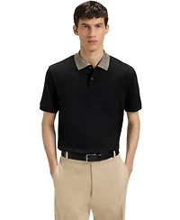 Boss by Hugo Men's Patterned Collar Pima-Cotton Polo Shirt