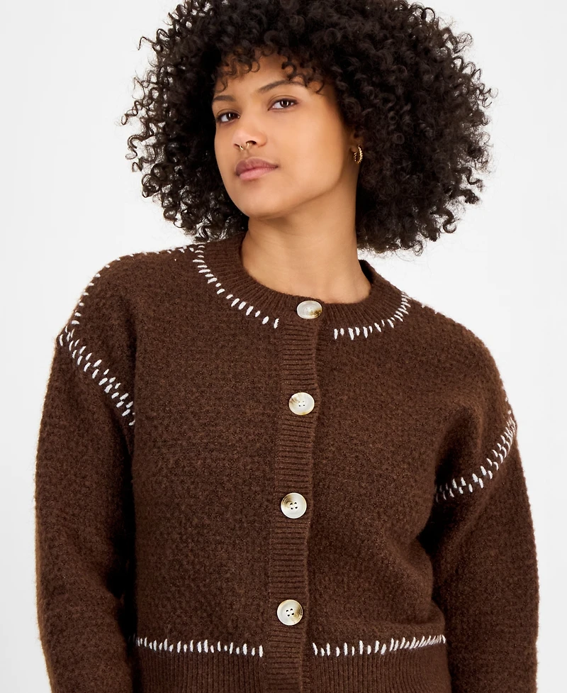 And Now This Women's Whip Stitch Button-Front Cardigan, Macy's Exclusive