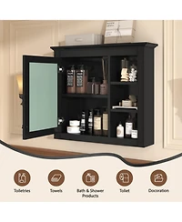 Casainc 30" x 28" Wall Mounted Medicine Cabinet with Mirror and 3 Open Shelves, Bathroom Storage (No Vanity)