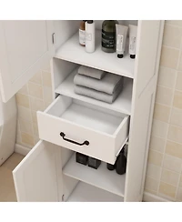 Casainc Slim Double Door Cabinet for Narrow Spaces, Floor-Standing Storage for Kitchen or Bathroom