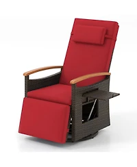 Gymax Set Of 2 Outdoor 360° Swivel Rattan Recliner Chair Patio Wicker Chaise Lounge Chair