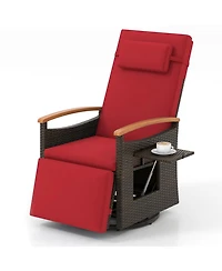Gymax Set Of 2 Outdoor 360° Swivel Rattan Recliner Chair Patio Wicker Chaise Lounge Chair