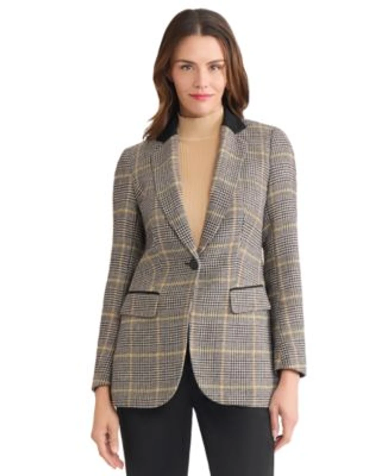 Jones New York Womens One Button Notch Collar Jacket Pxs Xl