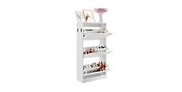 Slickblue Shoe Cabinet with 3 Flip Drawers and Side Hooks, Freestanding Entryway Organizer