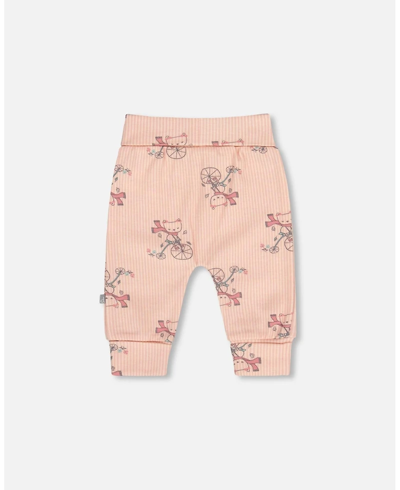 Deux par Baby Girl Cotton Evolutive Pant Pink Cat Print