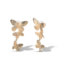 Jessica Simpson Cluster Butterfly Drop Earrings in Gold-Tone