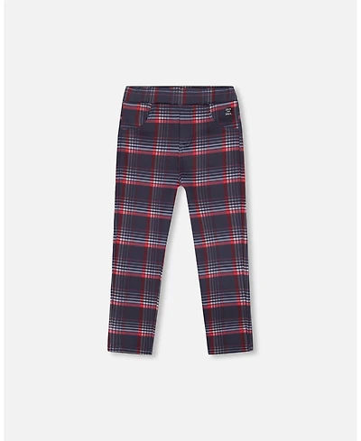 Deux par Big Girls Milano Treggings Red and Navy Plaid