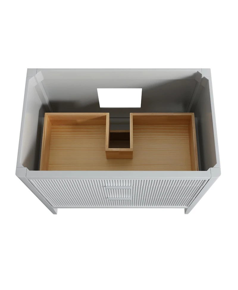 Casainc Fully Assembled 36" Freestanding Single Sink Bathroom Vanity with 2 Handle Sets and Engineered Marble Top