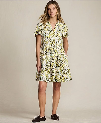 Lands' End Women's Cotton Jersey Tiered Mini Dress