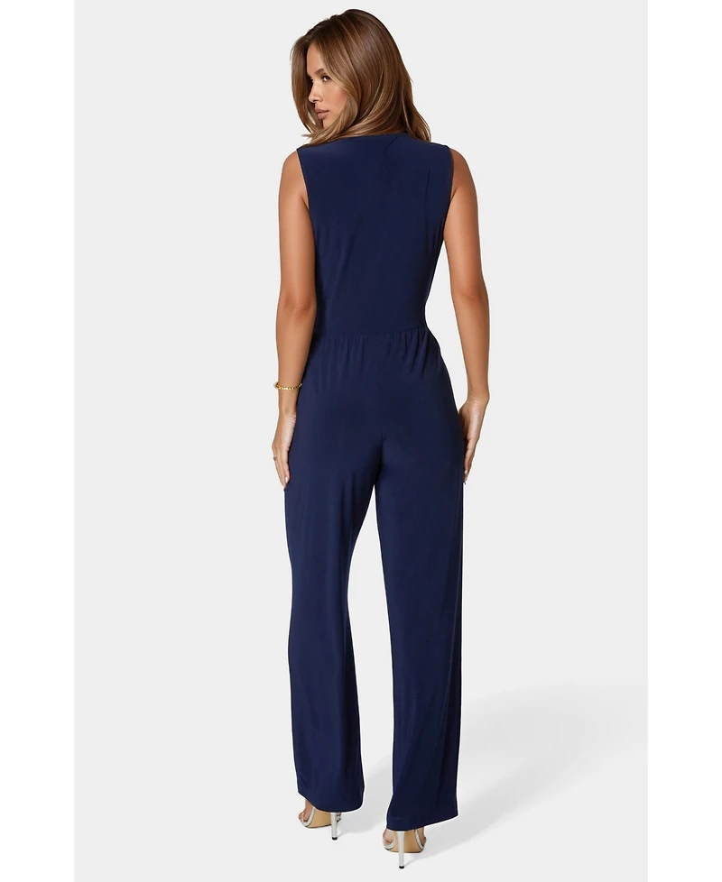 Bebe Women's Jersey Wrap Tie Jumpsuit