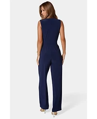 Bebe Women's Jersey Wrap Tie Jumpsuit