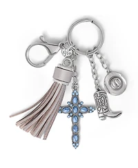 Jessica Simpson Western Cross & Tassel Charm Keychain