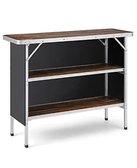 Akiudex folding camping table with 2-tier open shelves for outdoor bbq