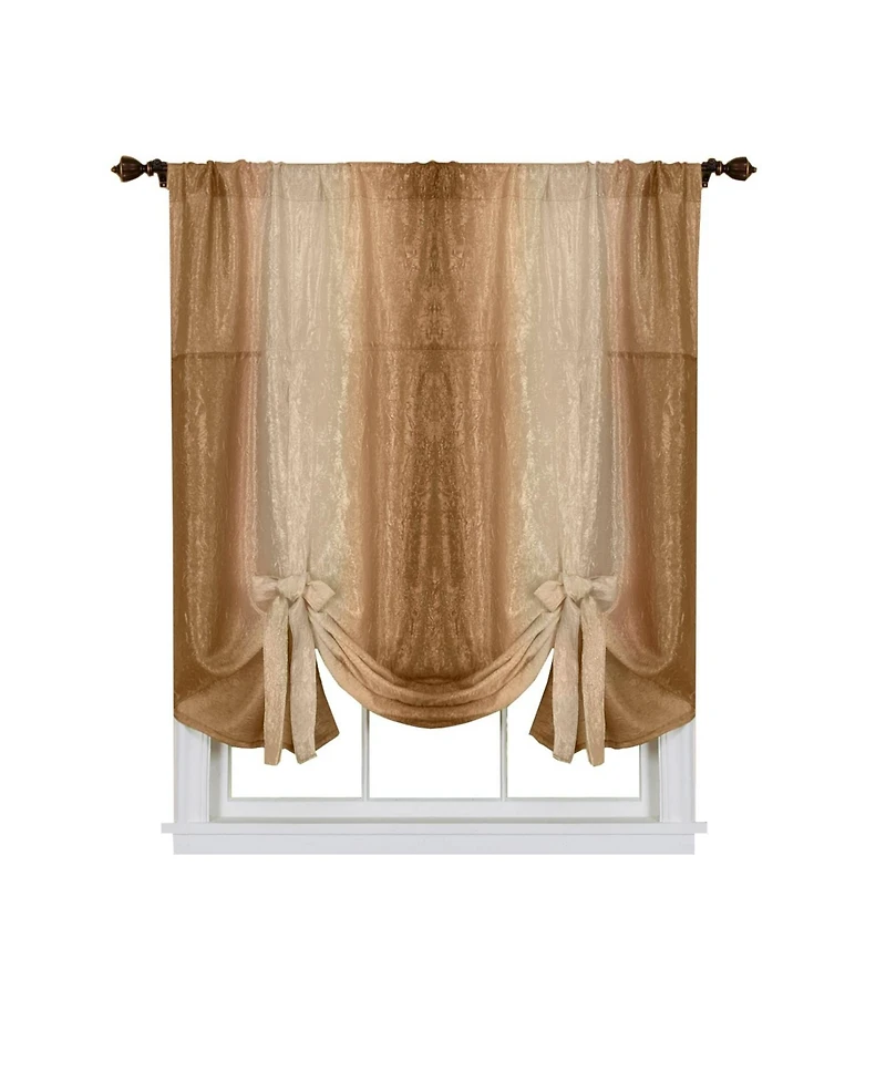 GoodGram Ombre Crushed Satin Sheer Single Window Curtains & Valances - 50 in. W x 63 L Tie Up Shade