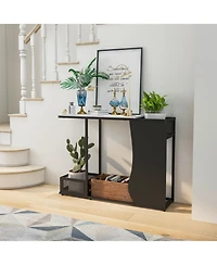 Volenca 43.5 Inch Console Table with Plant Position and Faux Marble Top