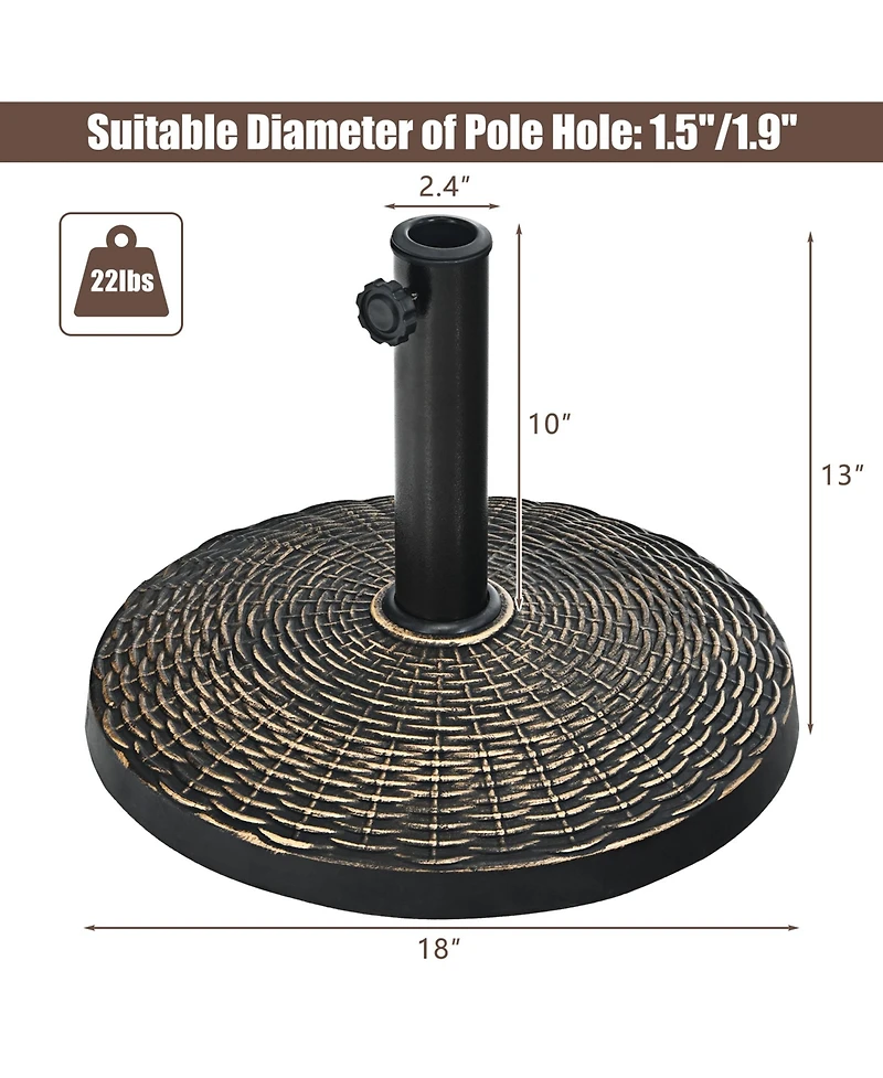 Gymax 22 lbs Round Resin Patio Umbrella Base Stand Holder w/ Adjustable Knob