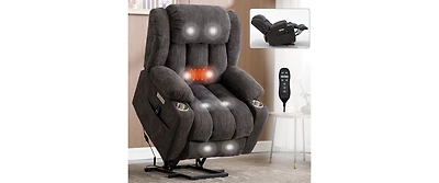 Power Lift Recliner Chair Recliners for Elderly with Heat and Massage Recliner Chair for Living Room with Infinite Position and Side Pocket,Usb Charge