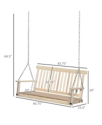 Flynama 2-Seater Hanging Porch Swing Outdoor Patio Swing Chair Seat with Slatted Build and Chains, 440lbs Weight Capacity