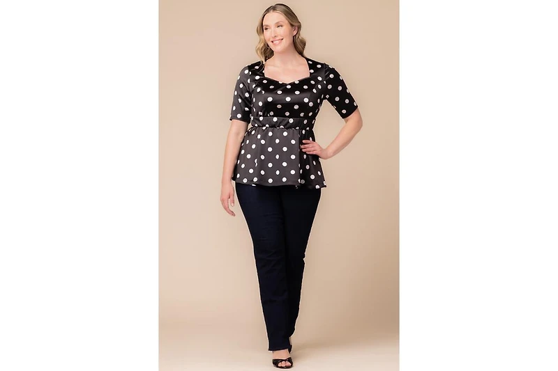 Kiyonna Women's Plus Posh Peplum Top with Sweetheart Neckline