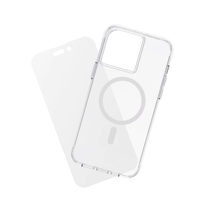 Case-Mate Protection Pack MagSafe Case and Glass Screen Protector for Apple iPhone 14 Pro Max-Clear
