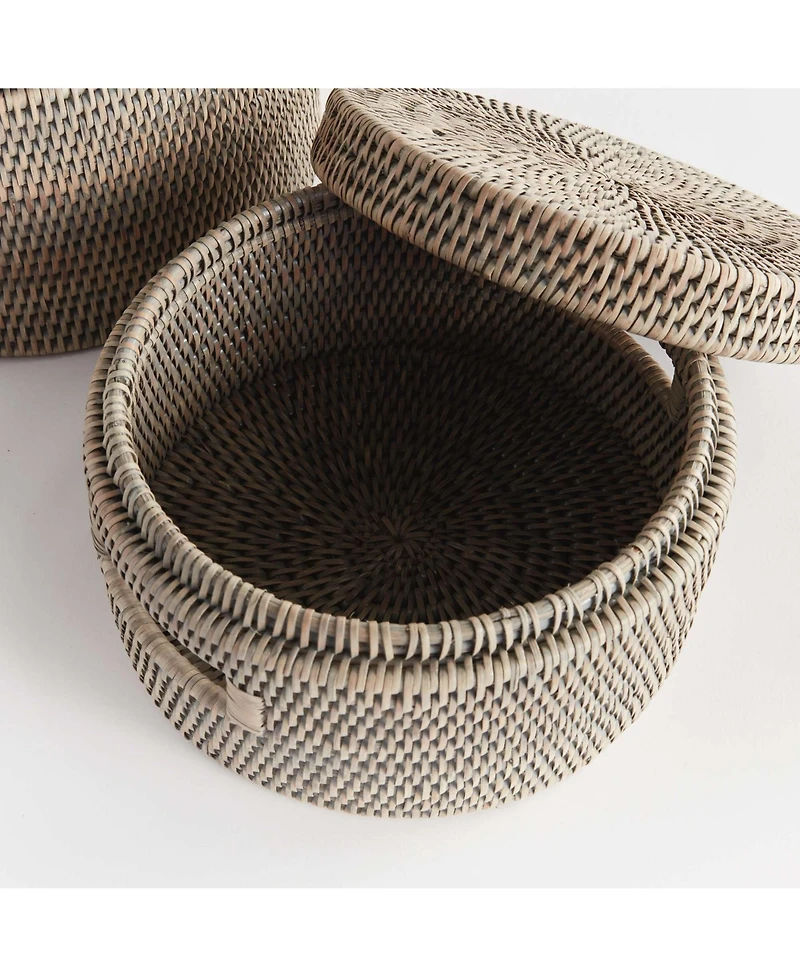 Napa Home & Garden Burma Rattan Round Lidded Boxes Set of 2
