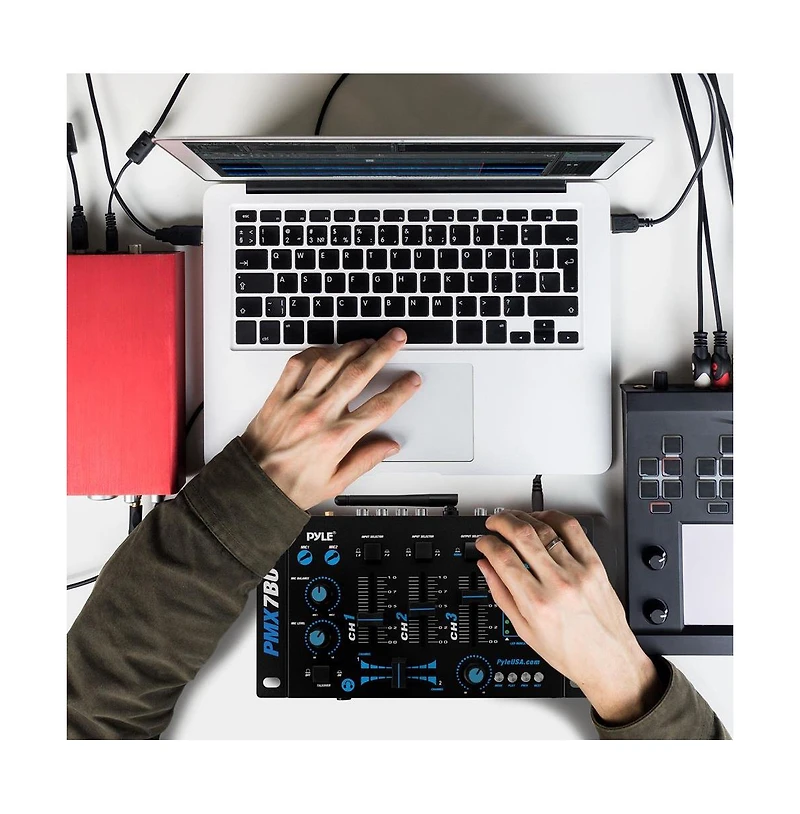 Pyle Bluetooth 3-Channel Dj MP3 Mixer with Mic-Talkover, Usb Flash Reader, Dual Rca & Microphone Inputs
