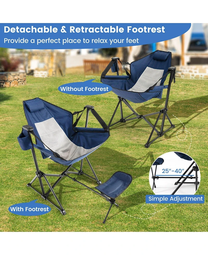 Akiudex hammock camping chair with retractable footrest and carrying bag