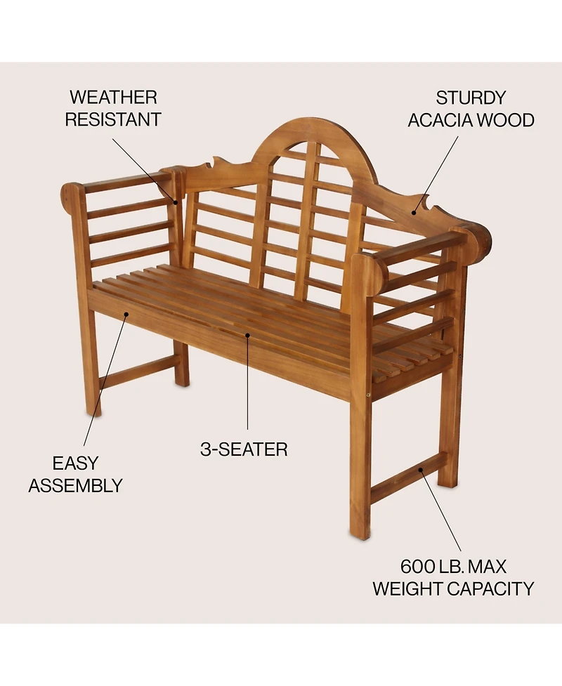 Jonathan Y Lutyens Arched Acacia Wood Outdoor Garden Patio Bench
