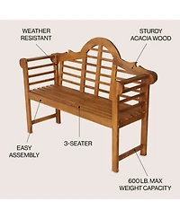 Jonathan Y Lutyens Arched Acacia Wood Outdoor Garden Patio Bench