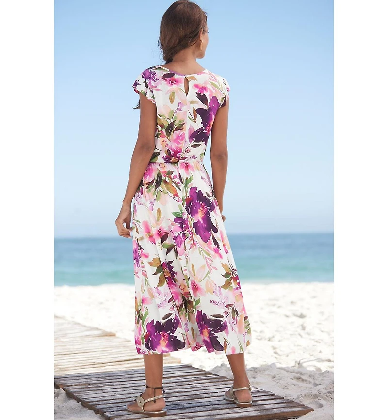 Lascana Women's A-Line Flutter Sleeve Romantic Dress