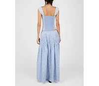 WeWoreWhat Women's Tiered Midi Skirt