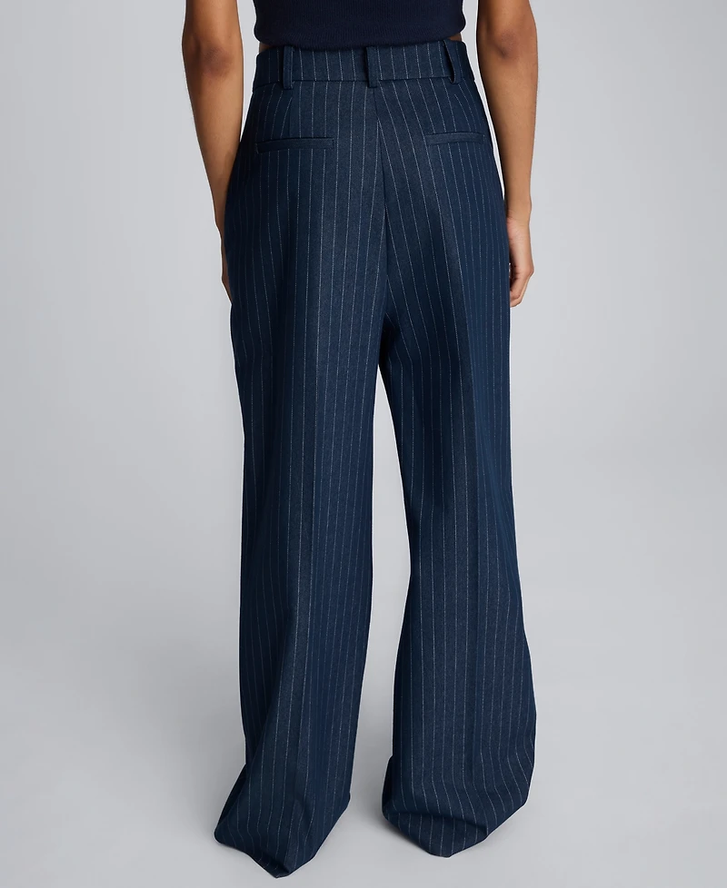 Kenneth Cole Women's Pinstripe High Rise Ankle Pants