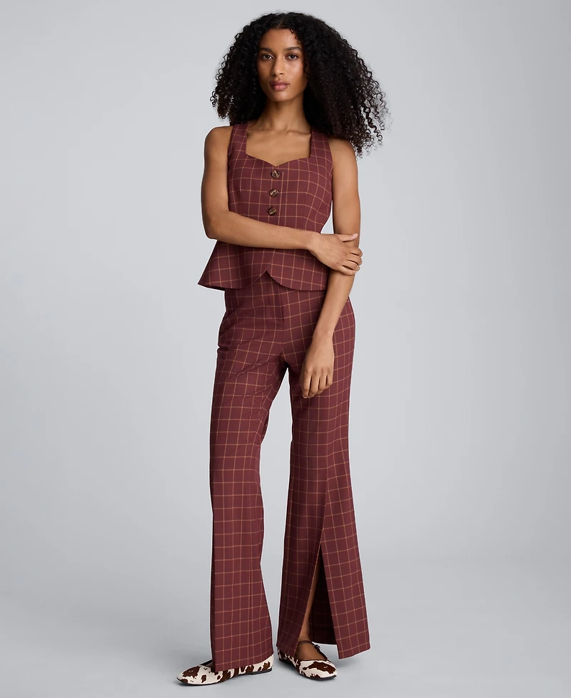 Kenneth Cole Women's Plaid High-Rise Pants
