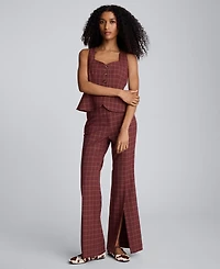 Kenneth Cole Women's Plaid High-Rise Pants