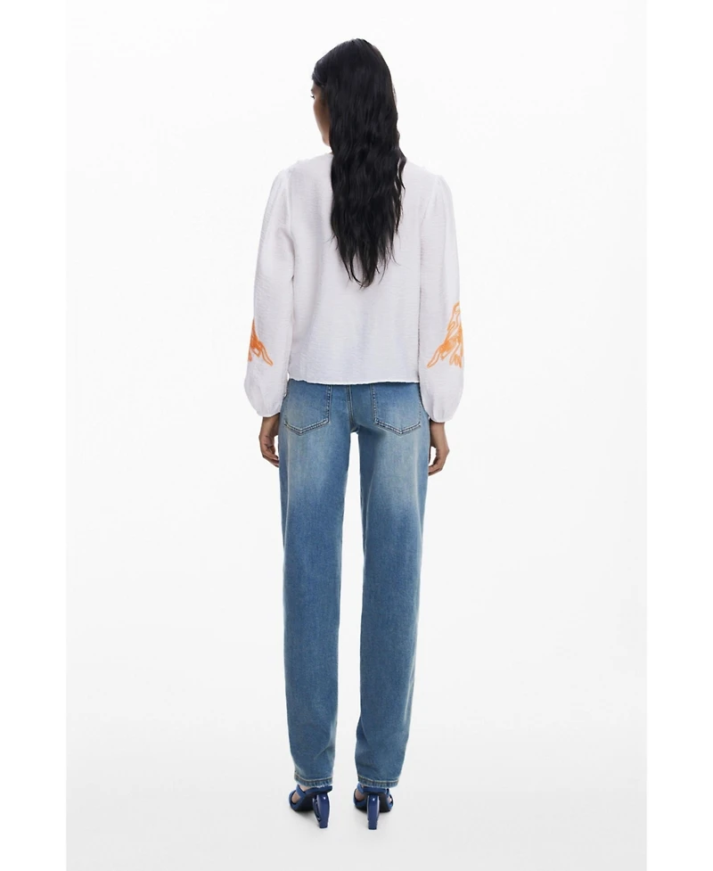 Desigual Women's Balloon blouse with leaves