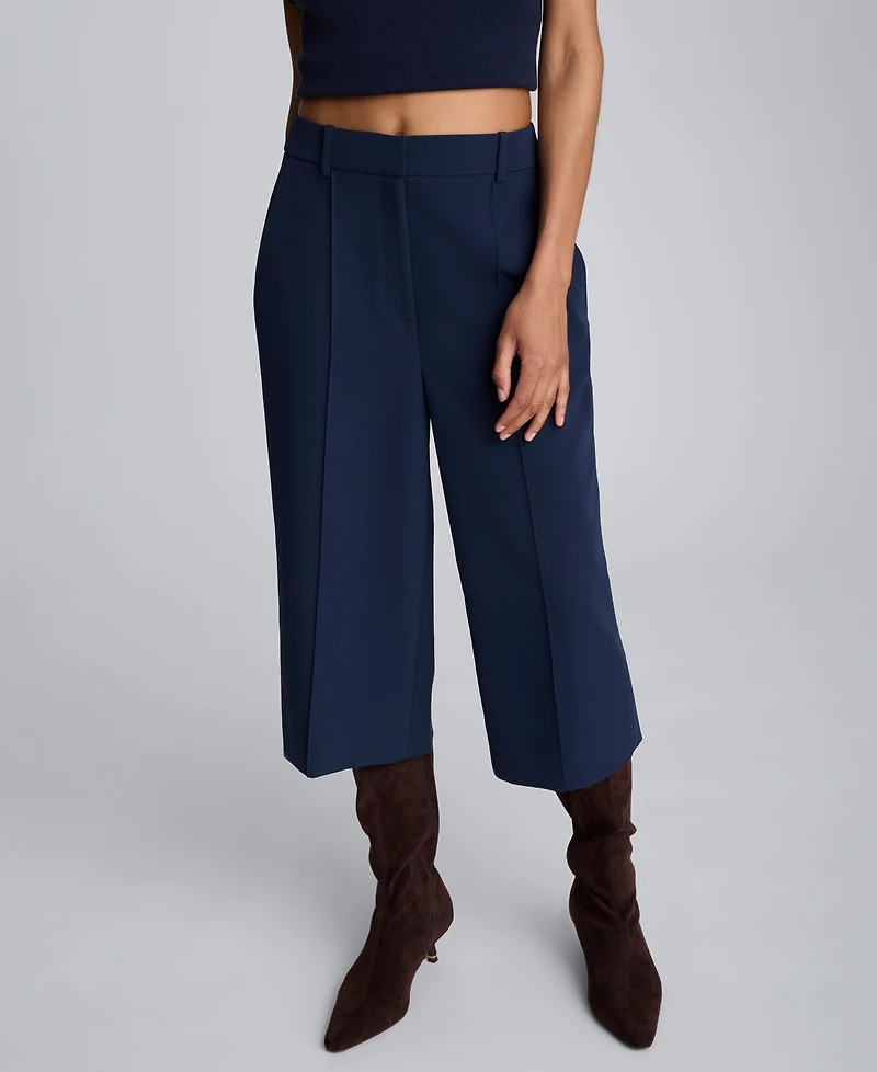 Kenneth Cole Women's High-Rise Wide Leg Culottes Pants