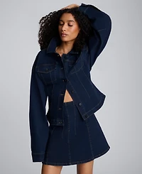 Kenneth Cole Women's Corset Waist Denim Trucker Jacket