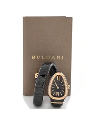 Pre-Owned Bvlgari Serpenti Spiga Single Spiral Quartz Watch in Ceramic and Rose Gold with Diamond Bezel 23mm