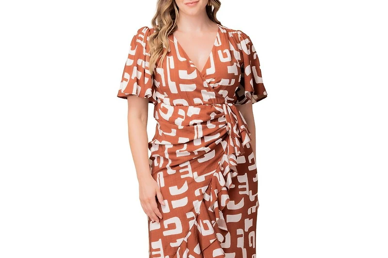 Kiyonna Plus Alexandra Ruffle Faux Wrap Gown